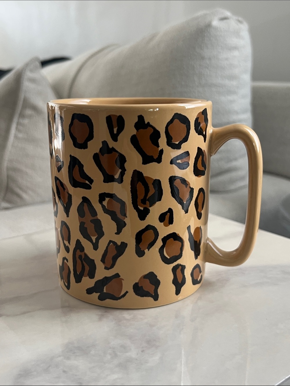 Leopard Print Ceramic Coffee Mug - Tan and Brown